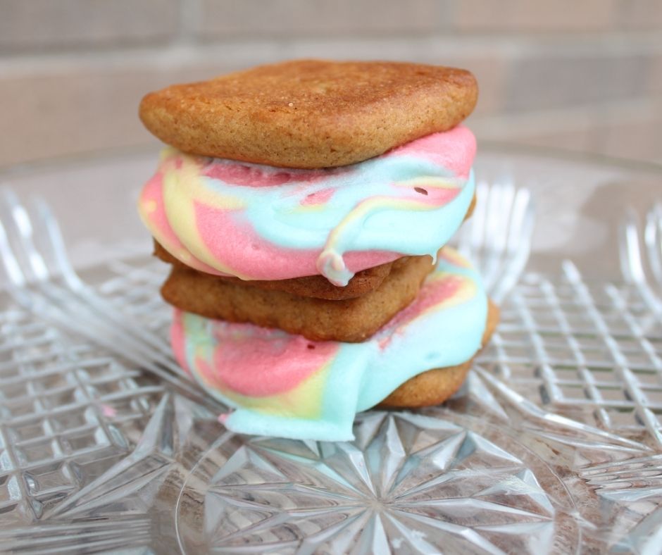 stacked rainbow cheesecake cookies