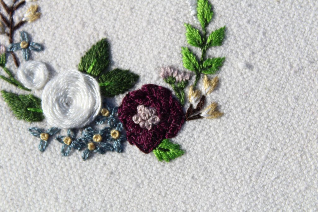 embroidery of flowers to symbolize miscarriage 