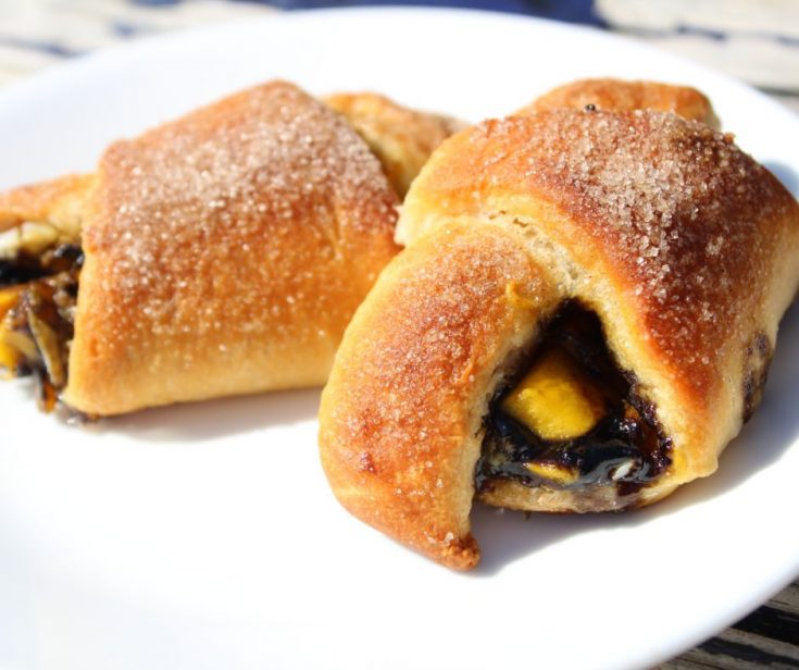 texas persimmon and cream cheese filled crescents with mango chunks