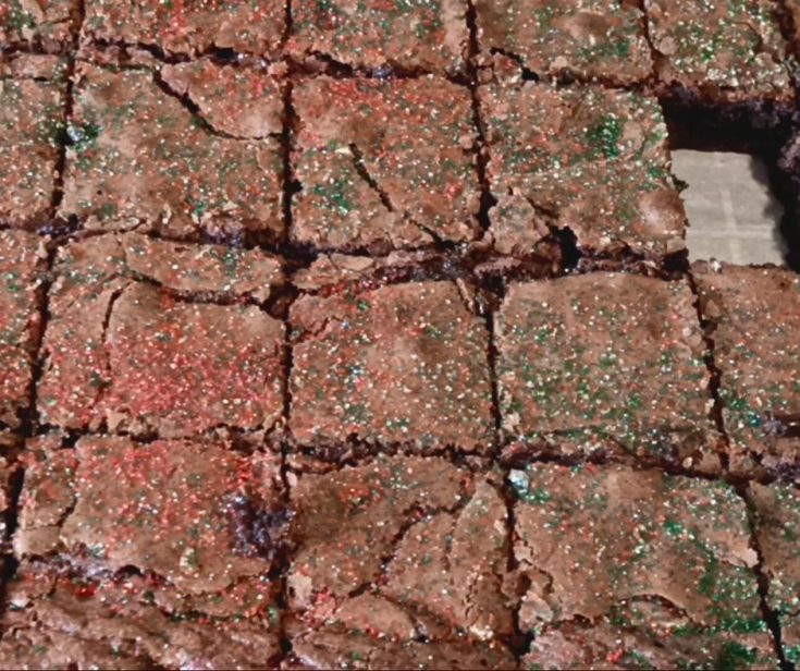 homemade brownies with red and green sugar sprinkles