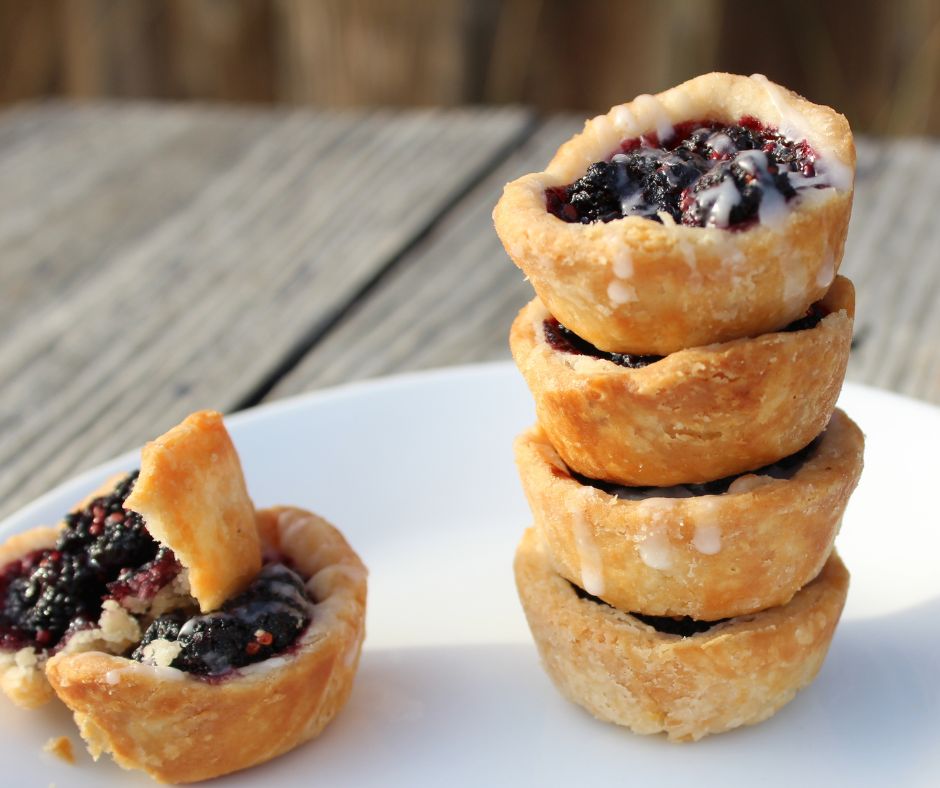 mulberry tarts stacked